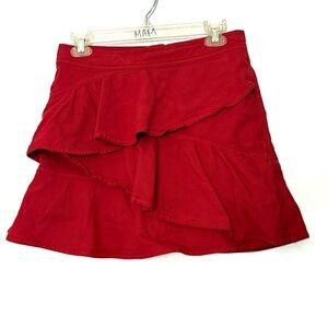 Isabel‎ Marant Etoile Red Denim Ruffle Mini Skirt - 38
